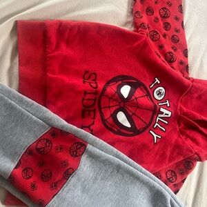 Red Spider-Man Hoodie and Gray Pants Set toddler size 4T